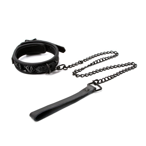 Collare con guinzaglio Sinful nero catena Ns Novelties in vinile