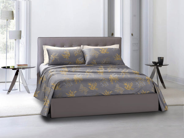 Set 2 federe coppia di federe stampa digitale 100% cotone, Made in Italy OCEANO GRIGIO