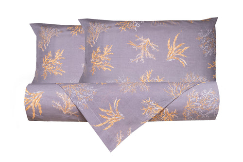 Set Copripiumino federe parure Copripiumino Stampa Digitale Cotone Made in Italy OCEANO GRIGIO - Vanita di raso