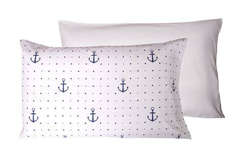 Set Copripiumino Federe Bifaccia Parure Copripiumino in Cotone Made in Italy ANCORE / BIANCO