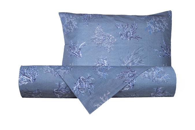 Set Copripiumino federe parure Copripiumino Stampa Digitale Cotone Made in Italy OCEANO AZZURRO - Vanita di raso