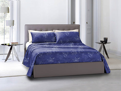 Completo letto lenzuola federe stampa digitale 100% cotone, made in italy OCEANO BLU/BIANCO