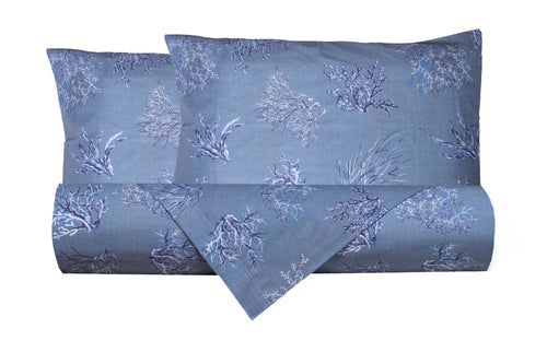 Set Copripiumino federe parure Copripiumino Stampa Digitale Cotone Made in Italy OCEANO AZZURRO - Vanita di raso