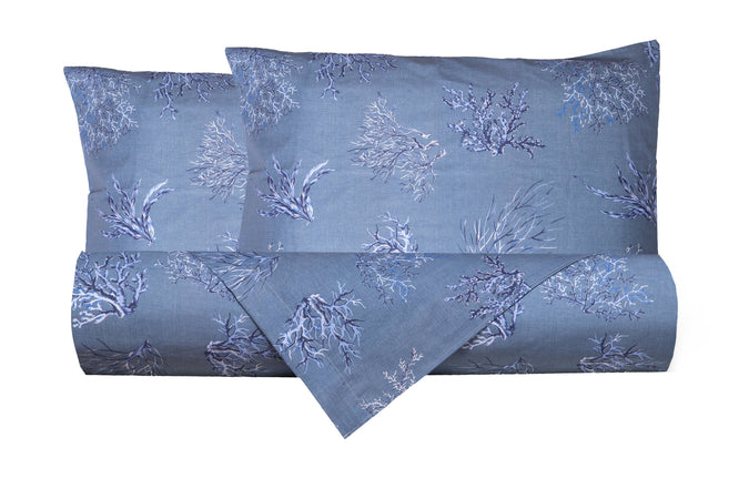Set Copripiumino federe parure Copripiumino Stampa Digitale Cotone Made in Italy OCEANO AZZURRO - Vanita di raso