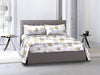 Completo letto lenzuola federe stampa digitale 100% cotone, made in italy  OCEANO OCRA/BIANCO