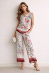 Pantalone fantasia fiori con balza | NUALY Daily