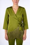 NUALY GLAMOUR | Blusa a portafoglio con frange