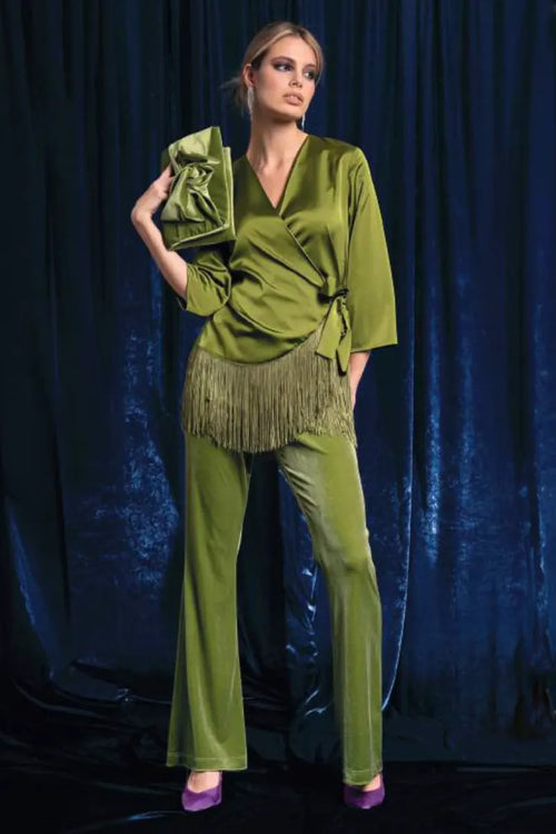 NUALY GLAMOUR | Blusa a portafoglio con frange
