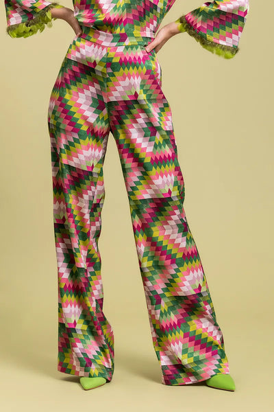 NUALY GLAMOUR | Pantalone fantasia geometrica Donna