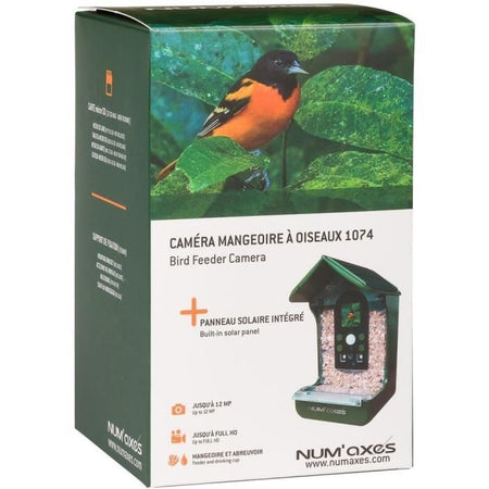 Mangiatoia / abbeveratoio per uccelli con telecamera integrata - NUM'AXES - CAM1074 - 120  - Verde