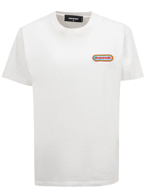 DSQUARED2 T-Shirt con Patch Logo Dsquared2. da donna