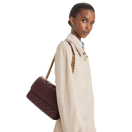 TORY BURCH borse a spalla donna tory burch - fleming convertible shoulder bag - bordeaux da donna