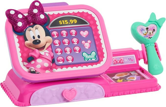 Registratore di cassa della fiocco-boutique di Minni Disney Junior con effetti sonori