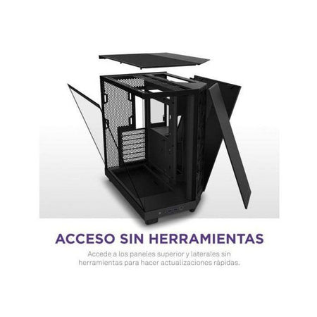 Caja semitorre - NZXT - H6 Flow - Doble cámara - Negra - 5 ventiladores incluidos