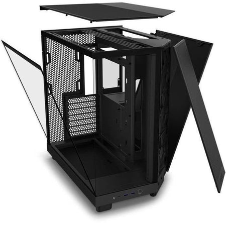 Caja semitorre - NZXT - H6 Flow - Doble cámara - Negra - 5 ventiladores incluidos