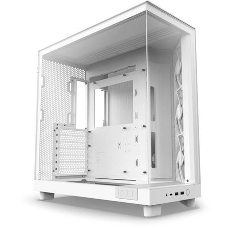 Caja de torre media NZXT - H6 Flow - Doble cámara - Refrigeración por aire - Blanco