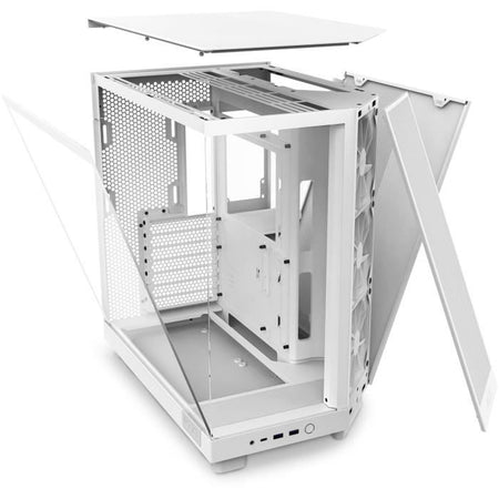 Caja de torre media NZXT - H6 Flow - Doble cámara - Refrigeración por aire - Blanco