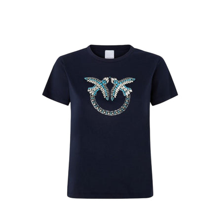 Pinko t-shirt donna pinko - quentin t-shirt jersey logo - blu da donna