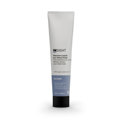 Maschera Riflessi Freddi Insight Blonde – Trattamento Antigiallo Capelli Biondi e Decolorati, Idratante e Illuminante con Estratto di Castagna, Neutralizza Riflessi Giallo-Arancio