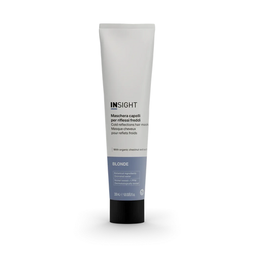 Maschera Riflessi Freddi Insight Blonde – Trattamento Antigiallo Capelli Biondi e Decolorati, Idratante e Illuminante con Estratto di Castagna, Neutralizza Riflessi Giallo-Arancio