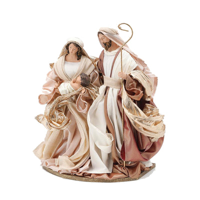 Natività monoblocco Lord statue per presepe con vestiti in tessuto h 25 cm Avorio Oro