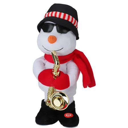 Statuetta natalizia con animazioni e suoni, decorazione per interno, con batteria, da 35 cm