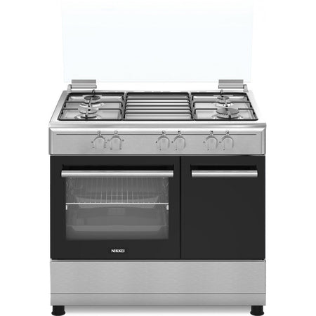 Nikkei sn490xe cucina 90x60 cm, forno a elettrico, coperchio in vetro, inox