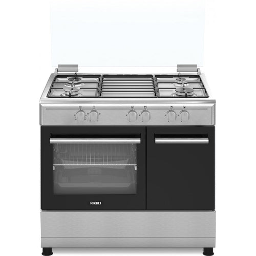 Nikkei sn490xe cucina 90x60 cm, forno a elettrico, coperchio in vetro, inox