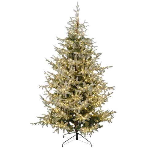 Albero di Natale innevato Nikolai con Micro led in PE Effetto Real Touch + PVC + Flock