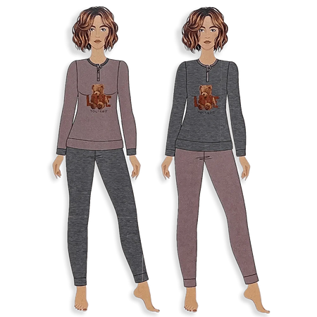 No Name Pigiama da Donna Caldo Cotone 250PF S22 - Passarelli Biancheria