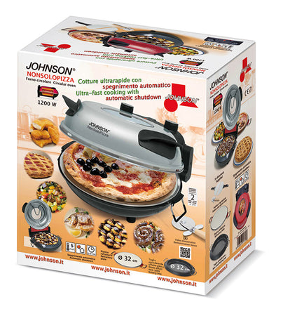 Forno Circolare Johnson NonSoloPizza 1200W Pizza Perfetta in Casa Cottura Ultraveloce 5 Livelli di Riscaldamento