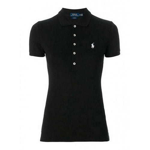 Ralph Lauren Polo Donna Mezze Maniche Slim- Fit Polo Scollo A V Piquet Pony Ricamato Maniche Corte Colletto Cinque Bottoni