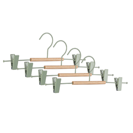 Set 4 gruccia "C CLIP" in legno e acciaio