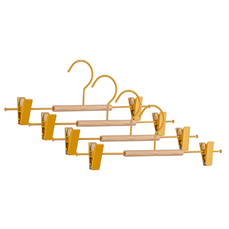 Set 4 gruccia "C CLIP" in legno e acciaio