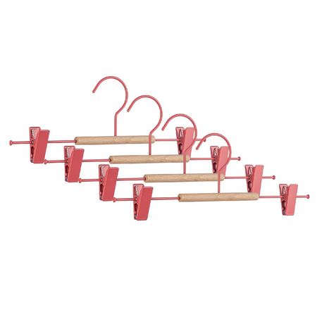 Set 4 gruccia "C CLIP" in legno e acciaio