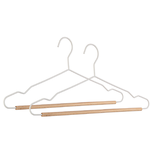 Set 2 gruccia con barra Closet in legno e acciaio