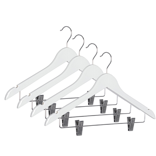 Set 4 gruccia Dress con clip in legno e acciaio