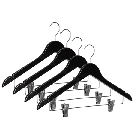 Set 4 gruccia "Dress" con clip in legno e acciaio