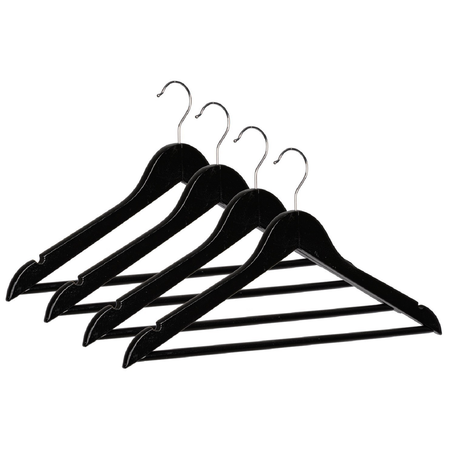 Set 4 gruccia "Cloth" in legno cinese e acciaio cromato con barra