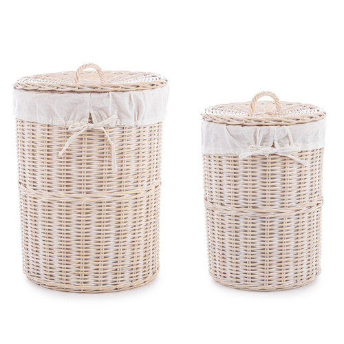 Set 2 Porta biancheria Narra struttura in rattan e tessuto interno in cotone