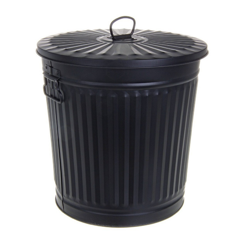 Bidone London met nero opaco in zinco galvanizzato