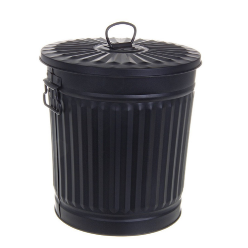 Bidone London met nero opaco in zinco galvanizzato
