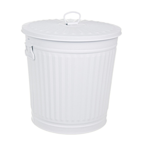 Bidone London met bianco opaco in zinco galvanizzato