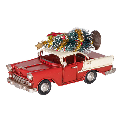 Auto Coleen  rossa in metallo per decorazioni natalizie