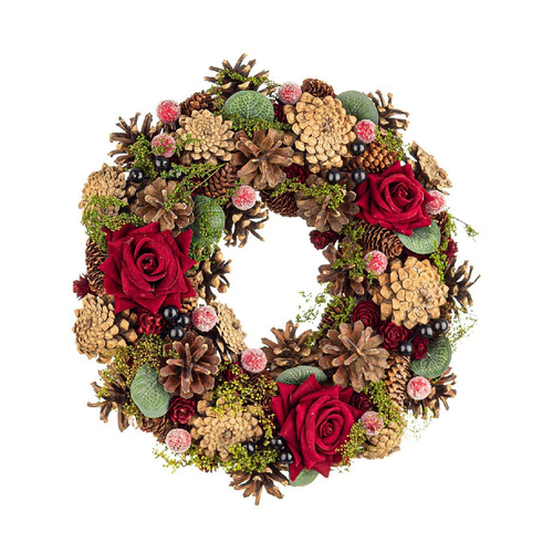 Corona natalizia Mary con rosa di pigne per decorazioni natalizie