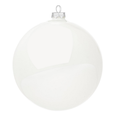 Palline in vetro "Bianco Lucido" tinta unita per albero di Natale moderno