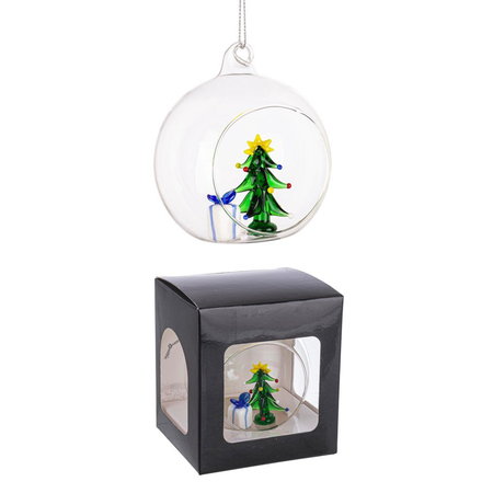 Palline per albero di Natale, sfera vetro trasparente con simboli natalizi