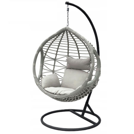 Poltrona a dondolo sospesa "Torres" per giardino e veranda in rattan con cuscino