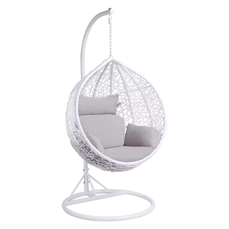 Poltrona a dondolo sospesa "Amirantes" per giardino e veranda in rattan con cuscino