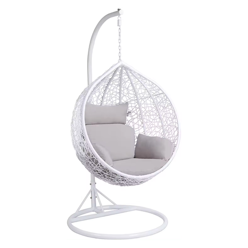 Poltrona a dondolo sospesa Amirantes per giardino e veranda in rattan con cuscino